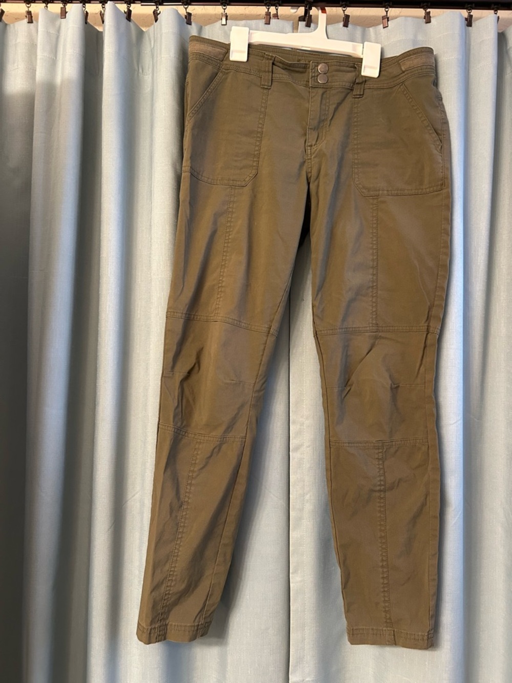Prana Olive Utility Pants with Metal Snap Detail